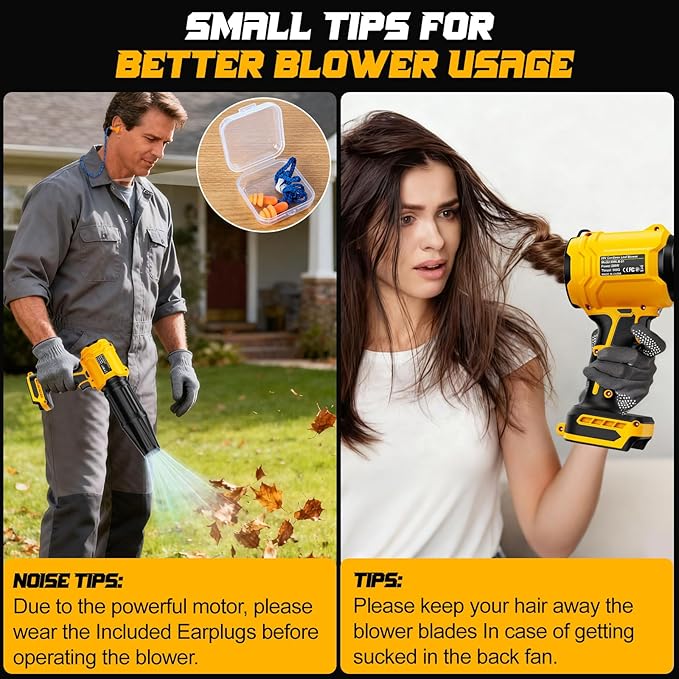 Cordless Leaf Blower Compatible for Dewalt 20V Battery(NO Battery), Mini Turbo Jet Blower with 2 Nozzles, Lightweight & One-Hand Use, for Patio Garage Yard Shop Cleaning Car Dryer(Tool Only)