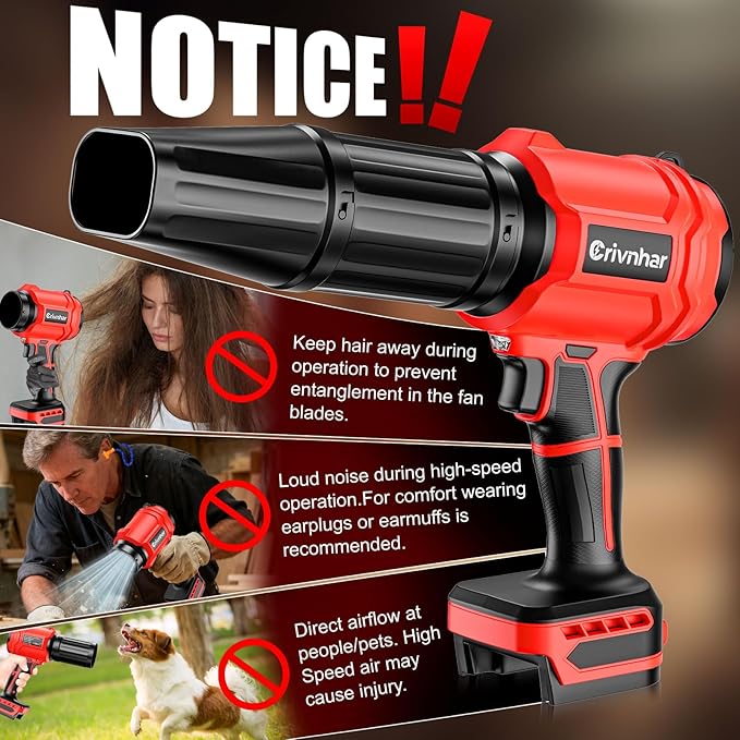 Cordless Leaf Blower Compatible for Milwaukee 18V Battery - Brushed Motor(Tool Only), 30,000 RPM Variable Speed Mini Garden Blowers with LED + 2 Nozzles, for Leaves, Dust, Driveway, Patio, Lawn, Deck