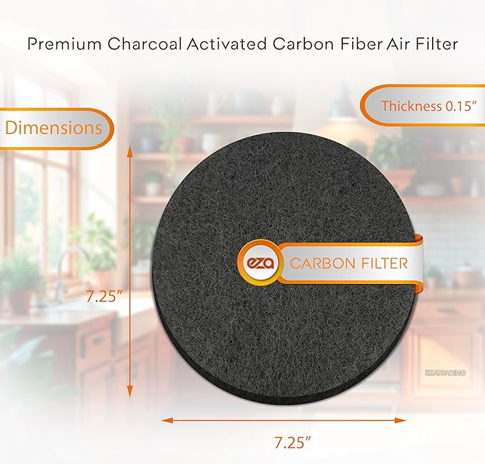 Premium Charcoal Activated Carbon Fiber Replacement Air Filter for Kitchen Compost Bin (10 Pack, Round 7.25")