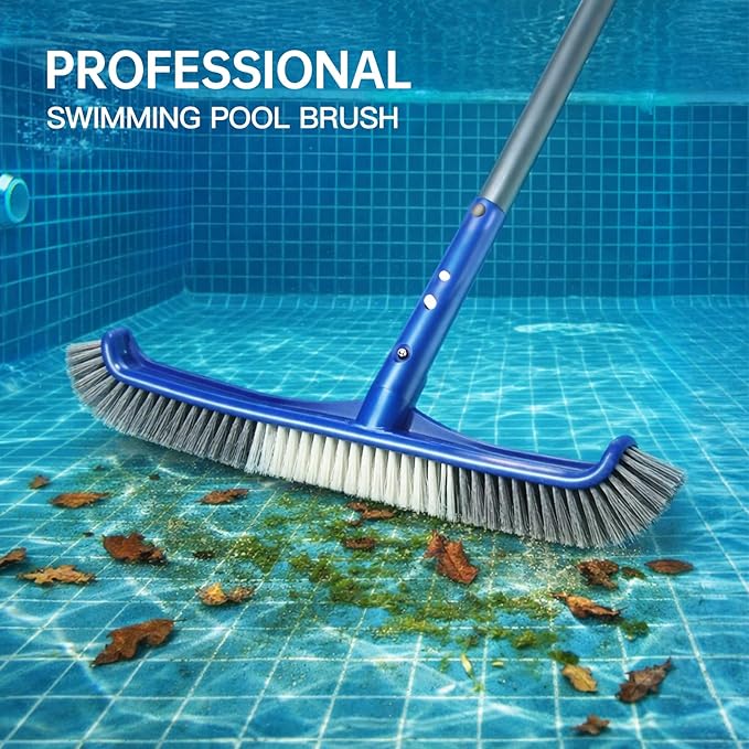 Pool Brush Head, Scrub Brush with Premium Nylon Bristles,Curved Ends High-Efficiency Pool Broom/Pool Brushes for Cleaning Inground/Above Ground,Swimming Pool, Walls, Bathtubs, Tiles & Floors(Blue)