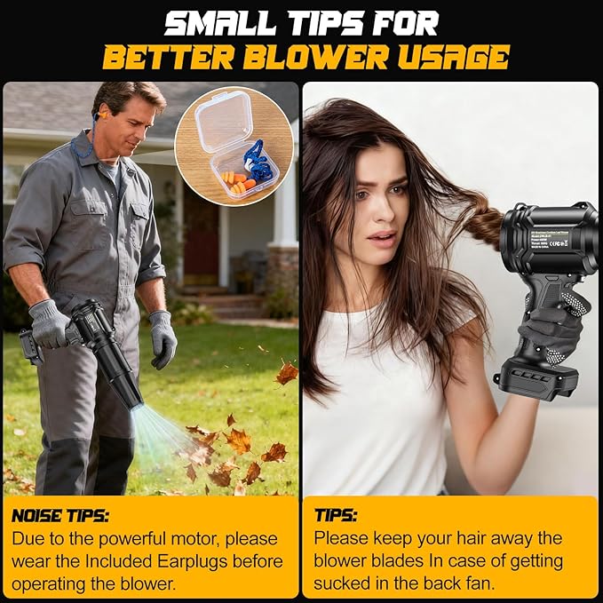 Brushless Cordless Leaf Blower Compatible for Dewalt 20V Battery(NO Battery), Mini Turbo Jet Blower With 2 Nozzles, Lightweight & One-hand Use, For Patio Garage Yard Snow Cleaning Car Dryer(Tool Only)