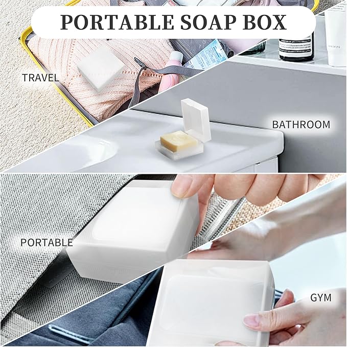 1 PCS Travel Soap Case for DR. Squatch Soap, Translucent Square Soap Dish with Draining Pad, Portable Bar Soap Travel Case with Soap Saver Bag for Bathroom Gym Camping Outdoor (Matte Clear)