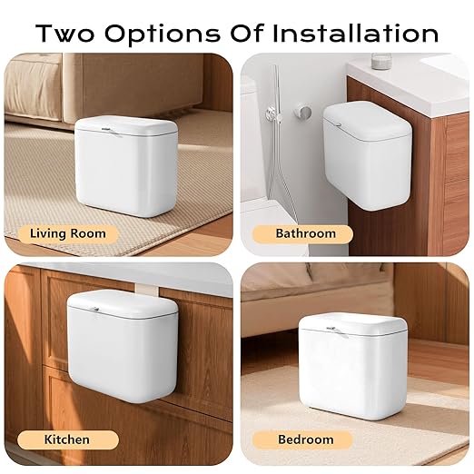 Hanging Trash Can with Lid, Kitchen Compost Bin, Waterproof Odor-Blocking Countertop Trash Can for Cabinet Door, Under Sink, Bathroom, RV and Office