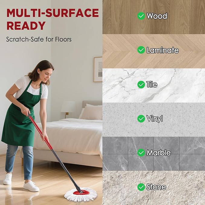 Mop Head Replacement for O-Cedar Easy Wring 1-Tank System,Exovyn Spin Mophead Replacements,Microfiber 6 Pack 360° Swivel Mop Refills,Deep Clean,Easy Cleaning,Machine Washable and Easy to Replace