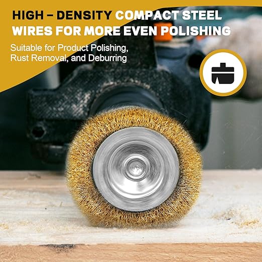 9 Pcs Carbon Steel Wire Brush for Drill Rust Removal Kit,Wire Wheels and Pen Metal Wool Brushes Drill Attachments Cup for Corrosion and Scrubbing Surfaces,1/4-Inch Round Shank