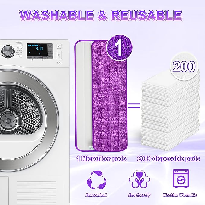 6 Pack Reusable Mop Pads for Swiffer PowerMop, Power Mop Pads 15'' Microfiber Refills for Hardwood Floor Cleaning, Machine Washable Dry Wet Use for All Floor Types