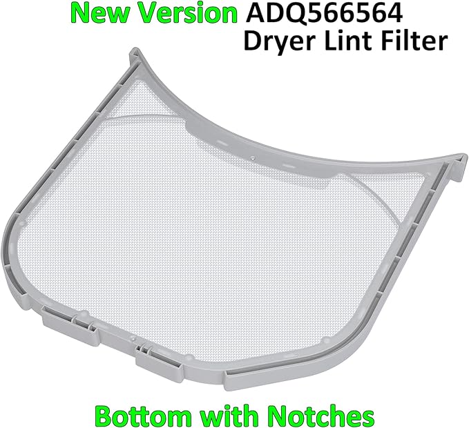 ADQ566564 Lint Filter Replacement for LG and Kenmore Dryers, New Version ADQ566564 Filter(Bottom with Notches), Ultra Durable Lint Screen Trap, Filter Size 11.9 * 10.9 inch (30.1 * 27.6 cm)
