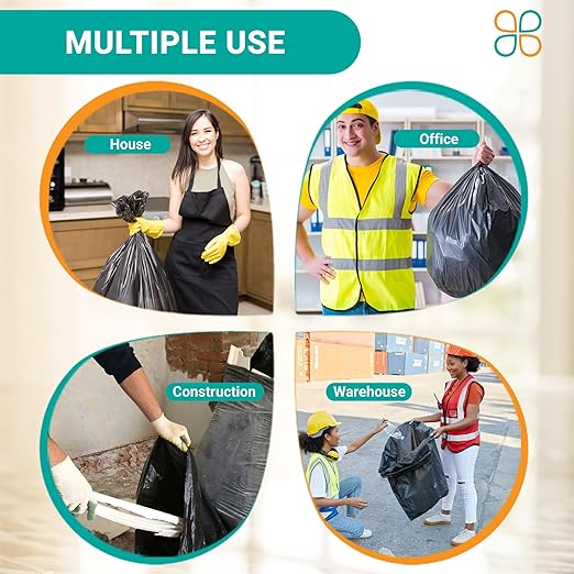 PlasticMill Trash Can Liner Holder - Keeps Bags From Slipping - Fits Most Standard Cans (Black, 25-Pack)