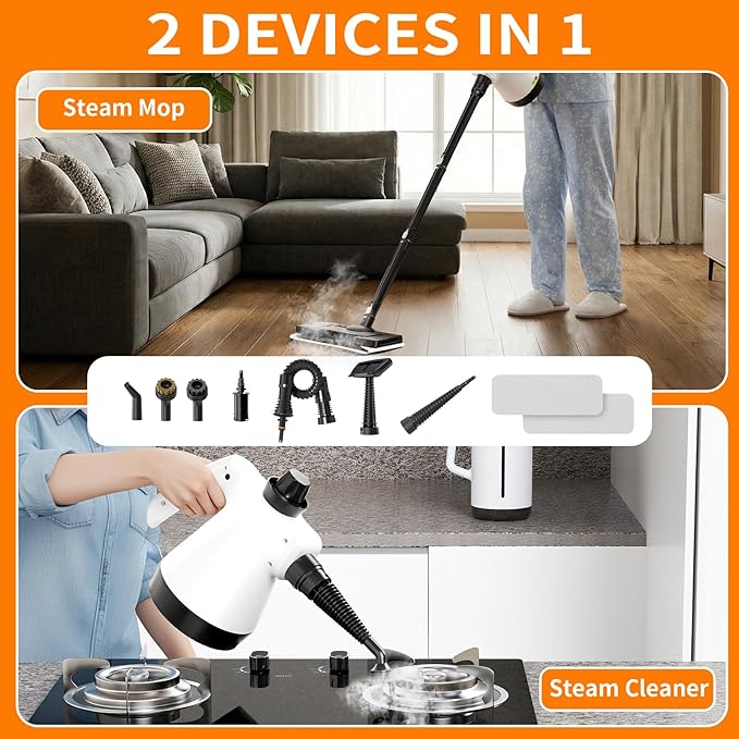 Steam Mop, Detachable Steam Cleaner 16-in-1 Lightweight Handheld Steamer for Hardwood Floors, Home, Tile,Wall Furniture, Clothes, Windows Cleaning
