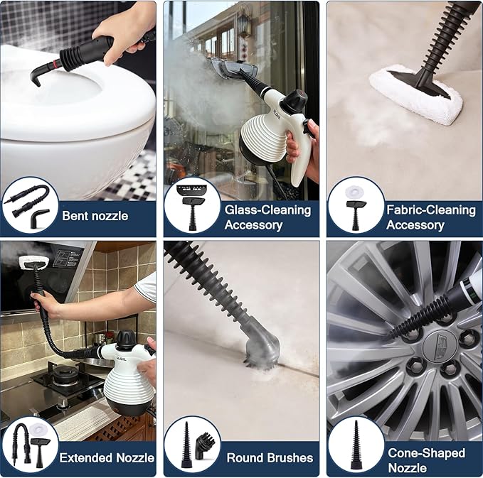 Handheld Steam Cleaner, Multifunctional High-Temperature Steam Cleaner, Portable Steam Cleaner Ideal for Cleaning Range Hoods, Microwaves, Tiles, Curtains, Sofas, Countertops, and Car Interiors.