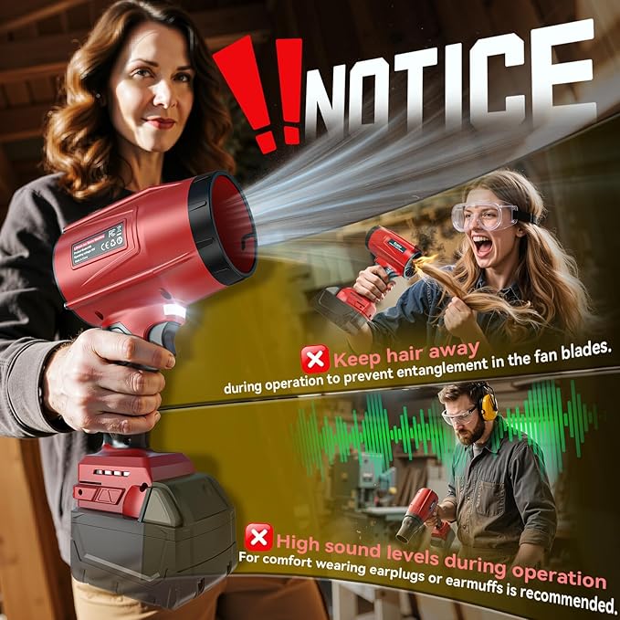 800,000 RPM Leaf Blower Compatible with Milwaukee 18V: Ecarke Cordless Dust Blower, Electric Turbo Jet Blower Handheld Battery Powered with Brushless Motor for Patio Garden Lawn(Tool Only, No Battery)