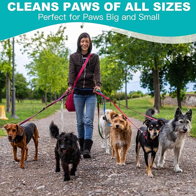 2-in-1 Pet Paw Cleaning Kit: No-Rinse Foam Cleaner & Pet Wipe Gloves, Foam Paw Scrubber for Dogs and Cats - Suitable for Small, Medium, Large Breeds, Puppies & Kittens with Dirty Paws