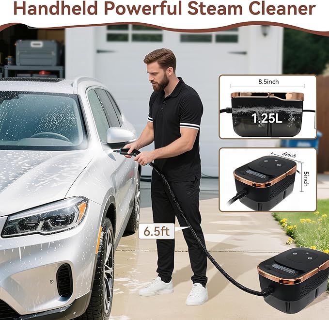 Handheld Steam Cleaner with 1.32 Quarts Tank & 15s fast Heat-Up, 13 Attachments.Portable High Pressuer Hand Held Stemer for home,Kitchen, Bathroom, Windows and Floors.Steamer for Cleaning