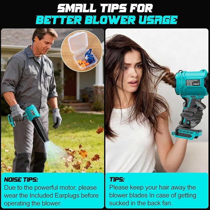 Cordless Leaf Blower Compatible for Makita 18V Battery(NO Battery), Mini Turbo Jet Blower with 2 Nozzles, Lightweight & One-Hand Use, for Patio Garage Yard Cleaning Car Dryer(Tool Only)