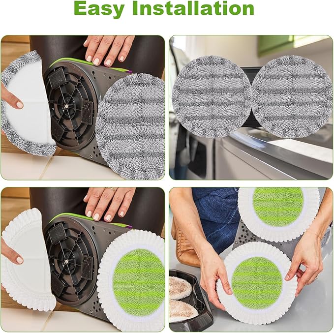 6.3 inch Electric Mop Pads Replacement for Vmai Alfabot Qimedo Idoo Eous Bi-ssell Electric Spin Mop: Round Spinwave Spin Wave Mop Pad, Microfiber Soft Scrubber Mop Pads for Floor Cleaning (4 Pack)
