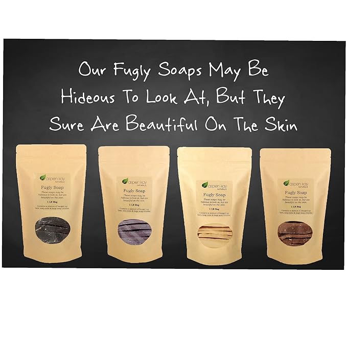 Aspen Kay Naturals - 1 Pound Bag of Fugly Soap, a Mixture of Dented & Imperfect Soap Bars, Soap Ends & Chunks. Natural & Organic Ingredients. (Aloe & Calendula)