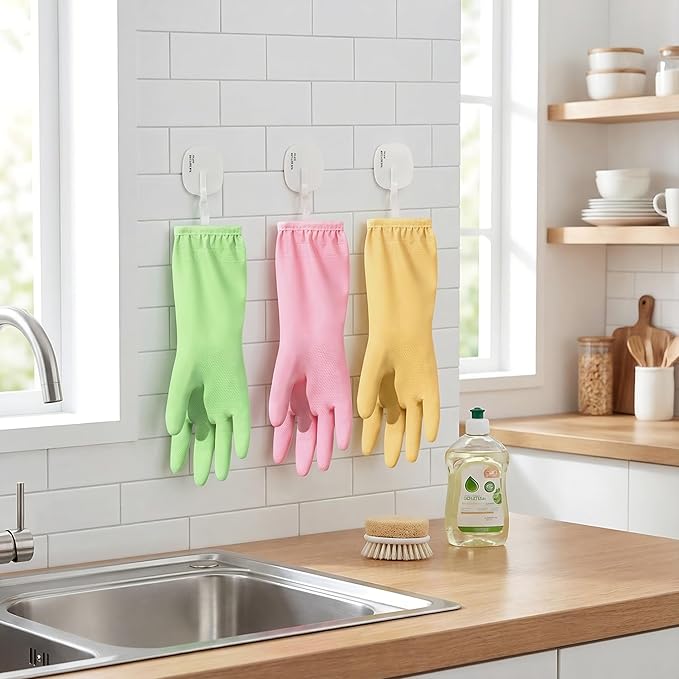 Dishwashing gloves Medium rubber dish gloves for women cleaning 3 Pairs pvc Kitchen Cleaning Glove Reusable