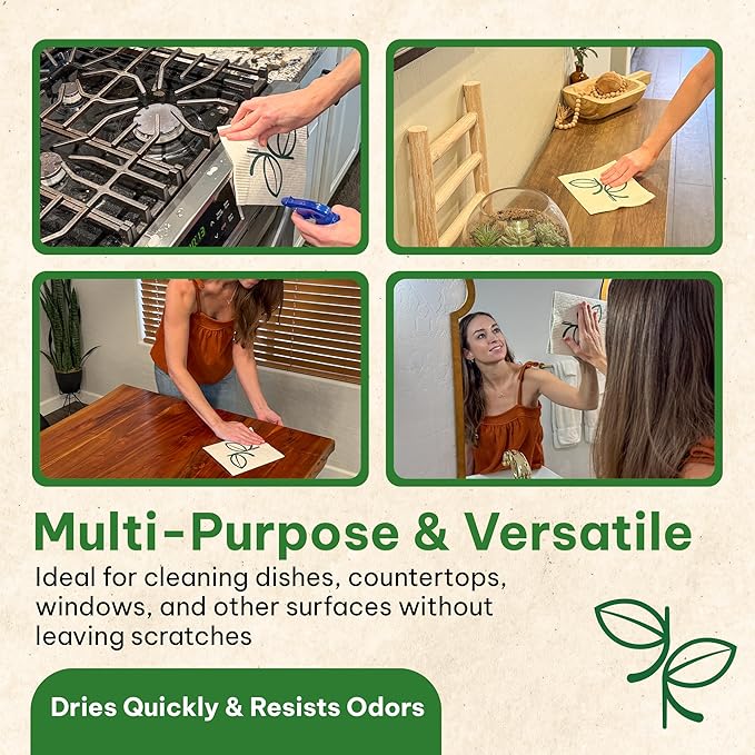 The Giro Company - Swedish Dishcloths, Kitchen Washcloths for Dishes, Countertops, Windows, and More, Highly-Absorbent, Reusable, and Machine Washable, 21 cm by 18 cm, Set of 6