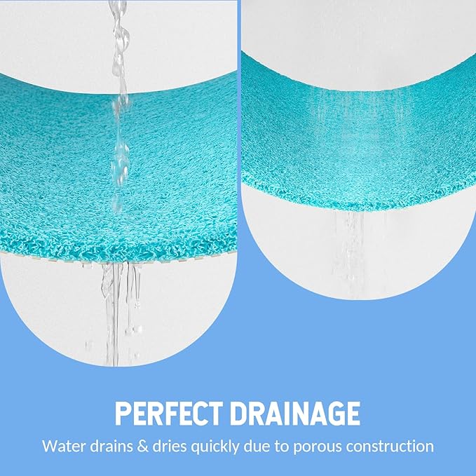 Hargiis Non-Slip Bathtub Mat, Anti Slip Shower Mat, Fast Drying Bathtub Mats, Foot Scrubber Mat, Anti Slip Mat for Tub, Floor, Bathroom, Kitchen, Home, Hotel (Turquoise Blue 24"×16")
