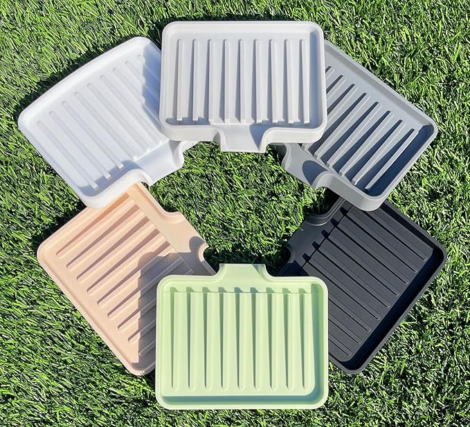 Silicone Soap Dish Tray and Sponge Holder with Drain Chute, Rectangular, Kitchen and Bathroom Sink Organizer (Sand Dollar, 5.2"x4" (Set of 2), 7.2 Ounces)