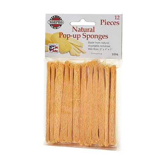 Norpro Natural Sponges Pop-Up 12 Piece New Handy For Kitchen Drawer Glove Box