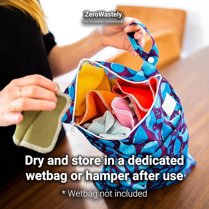ZeroWastely 24 Reusable Toilet Paper Washable Roll - Bidet Towels Washable Toilet Paper - Cut Back & Waste Less with our Colored Super Soft, Absorbent & Re-Rollable Cloth Wipes - Rainbow Edition