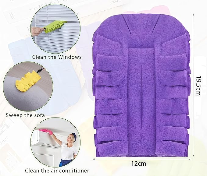 5 PCS Microfiber Duster Refill Reusable, Washable Cleaning Pads, 360 Cleaning Pads for Fan, Home,Window,Pet,Blinds,Furniture, Floor(Include 1 Handle),Reusable dusters for Cleaning and Damp Duster