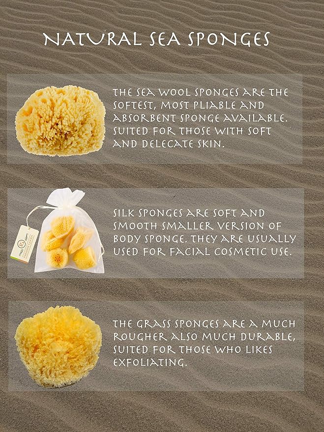 Natural Yellow Sea Silk Sponges 1,5 Inches Pack of 5 in an Organza Bag. Great for Cosmetic Use: Makeup Removal, Facial Cleansing & Cleaning. Softly Rough but Not Skin Irritating