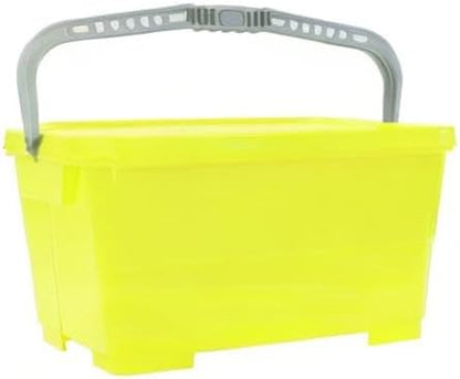 Pulex 6 Gallon Durable Lightweight Mop Bucket with Squeegee Carrying Clips and Ergonomic Handle for Floor and Window Cleaning - Yellow