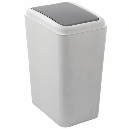 Kekow 4.5 Gallon Small Plastic Trash Can, Swing Lid Waste Can, Gray