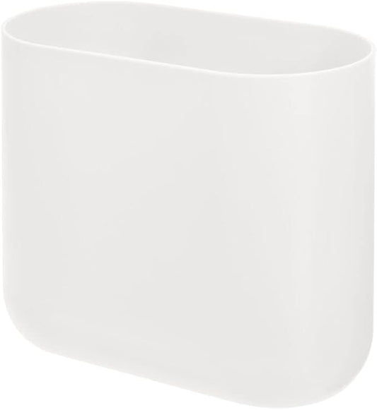 iDesign Small Slim Plastic Bathroom Trash Can, Garbage Can for Bedroom, Office, Desk, Dorm, Coconut White