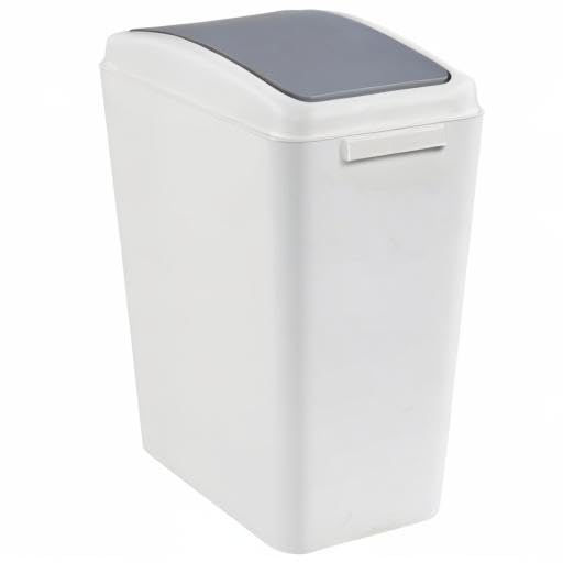 4.5 Gallon Swing Top Trash Can, Plastic Garbage Can with Swing Lid (Gray)