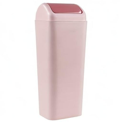 12 L Slim Garbage Can, Small Plastic Trash Can with Swing Lid, 1 Pack (Pink)