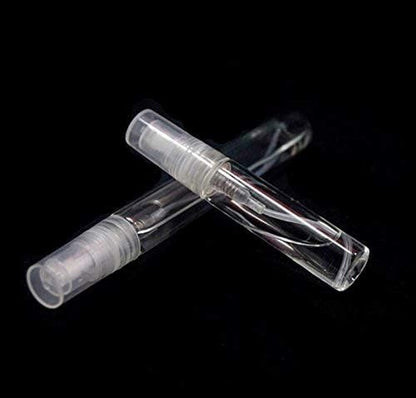 Elfenstall- 50pcs Mini 5ml Fine Mist Glass Refillable Perfume Empty Bottle Atomizer Pump Spray for Travel Party Glass Clean Cloth + Free 5PCS 3ML Dropper