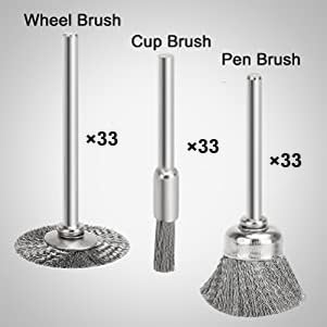 42Psc Wire Wheel Brush Set, Rotary Tool Wire Brush, Steel Wire Wheels Pen Brushes Set Kit Accessories for Rotary Tool-1/8(3mm) Shank