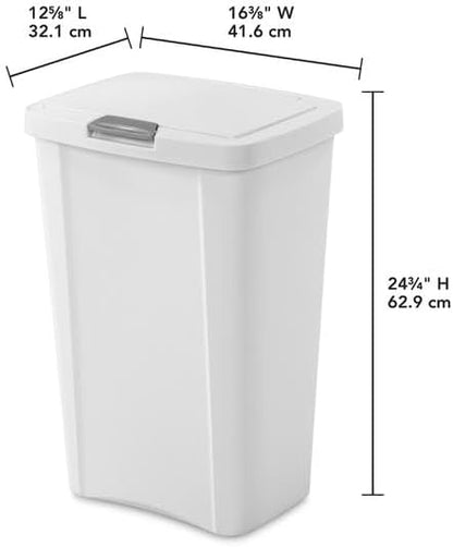 STERILITE 10458004 Touch Can, White, 13 Gallon