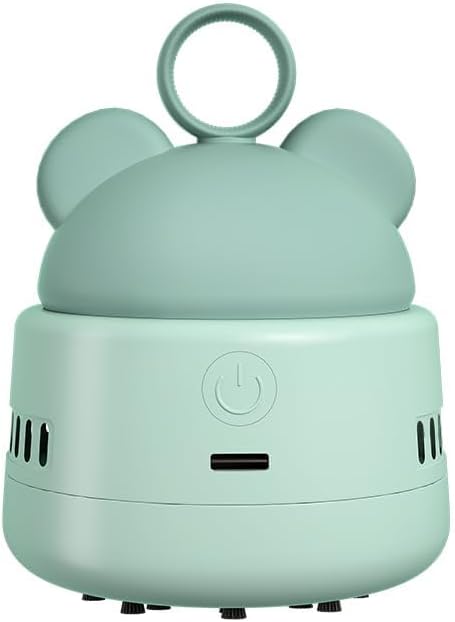 Zmol Mini Desktop Vacuum Cleaner with USB Charging, Cleaning Brush, Bear Head Ring for Easy Grip, 360° Swivel Portable Vacuum Cleaner for Keyboards Office Desks and Other Dusty Debris