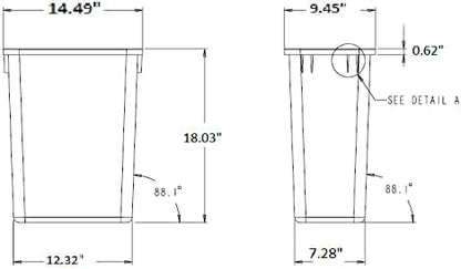 Hardware Resources Plastic Trash Can - Indoor Garbage Bin for Kitchen, Home, Office & Commercial Use - Large Waste Disposal Tub - Compatible with Pull-Outs & Frames - 35-Quarts (Pack of 1) (8.75-Gallon) - White