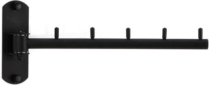 Folding Wall Mounted Clothes Hanger Rack with Swing Arm Stainless Steel Heavy Duty Coat Hook for Bathroom, Bedroom, Laundry Room - Black