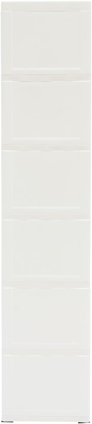 6 Drawers Narrow Slim Plastic Storage Cabinet,Storage Drawer with Wheels,6 Tier Drawers Dresser,Rolling Narrow Cabinet for Small Spaces Bathroom Kitchen Living Room,White