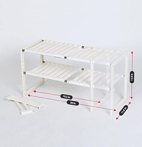COELO Under Sink Organizer 2-Tier Expandable Shelf Kitchen Bathroom Cabinet Multi-purose Storage Standing Rack, White