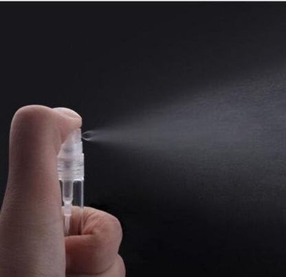 Elfenstall- 50pcs Mini 5ml Fine Mist Glass Refillable Perfume Empty Bottle Atomizer Pump Spray for Travel Party Glass Clean Cloth + Free 5PCS 3ML Dropper