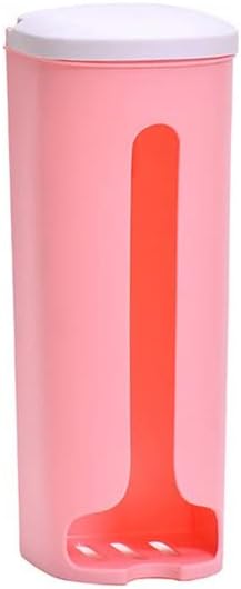 BAOOOFU Plastic Bag Holder Kitchen Grocery Plastic Bag Storage and Dispenser for Plastic Bags, Easy Wall Mount Cabinet Bag Saver, 27.5cm x 10cm x 10cm（Pink）