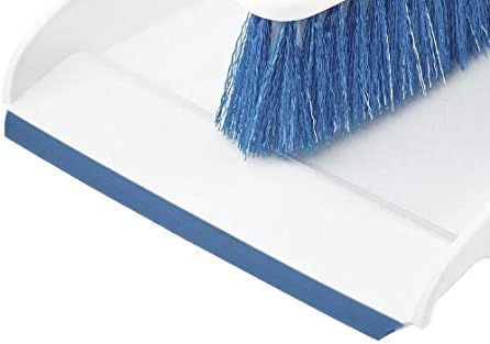 Dustpan and Brush Set, Hand Broom with Ergonomic Grip Handle - Rubber Edge for Easy Dirt Pickup, Durable Material - Grey & Blue Hand Brush by Superio, 2-Pack (Blue, 2-Pack)