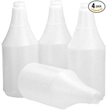 Commercial-Grade Chemical Resistant 32 oz Bottles ONLY 4 Pack Embossed Scale For Measuring. Pair With Industrial Spray Heads For Auto/Car Detailing, Janitorial Cleaning Supply or Lawn Care.