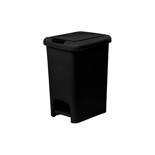 Superio 6.5L Slim Step & Push Trash Can - Dual Opening, Smooth Matte Finish, Durable Plastic (9.5"x7"x11.5") - Black
