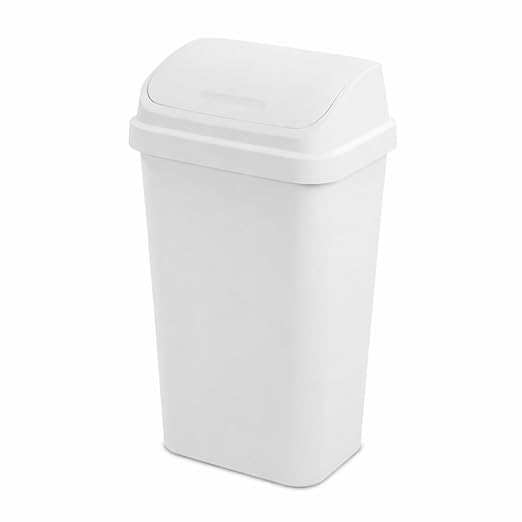 SKYREN Kitchen Trash Can 13.1 Gallon Plastic Garbage Bin with Swing Top Lid, Large Wastebasket for Home, Office, Bathroom, Bedroom, White