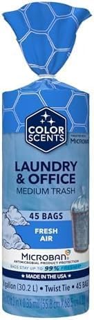 Color Scents Medium Trash Bags - 8 Gallon, Twist Tie - Blue in Fresh Air Scent with Microban (Pack of 8)