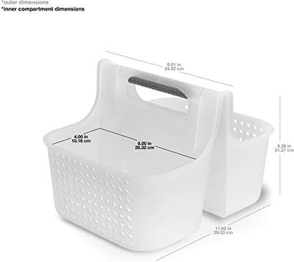 madesmart Premium Portable Shower Caddy, Hold Soap, Shampoo, Hair Supplies and Beauty Products, Cleaning Supplies Organizer for Home, Dorm, Plastic Shower Tote, Soft Handle, Grey