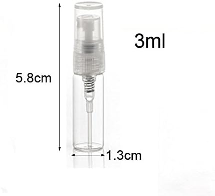 Elfenstal- 25pcs Mini Clear 3ml Fine Mist Atomizer Glass Bottle Spray Refillable Perfume Empty Bottle Glass Clean Cloth for Travel Party Portable Makeup Tool